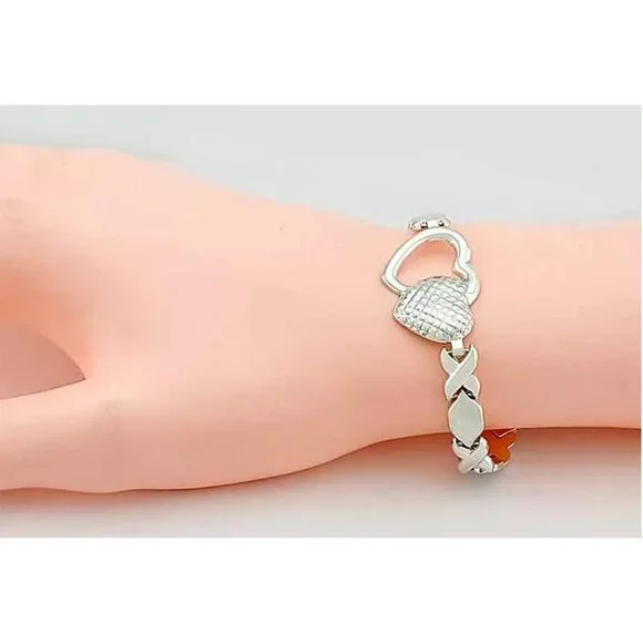Diamond Cut X & O Hebracelet .925 Sterling Silver